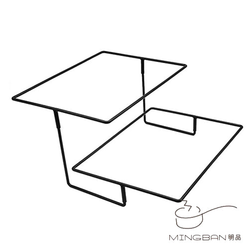 Two-layer iron frame with two PP imitation rattan woven bread baskets (set)