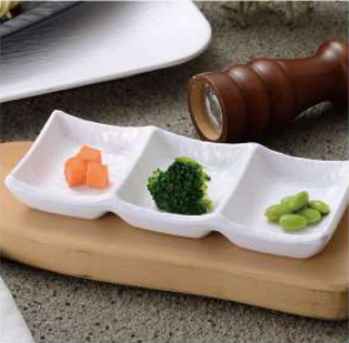 3-Divided Melamine Sauce Dish (White)