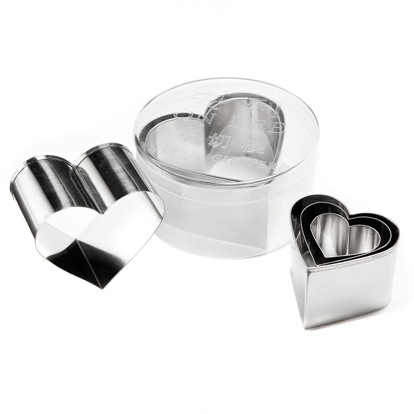 H4.5cm heart-shaped stainless steel cutter (straight edge) (pack of 6)