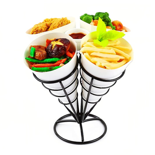 Four Cones Fried Food Display Rack Wire Stand Holder