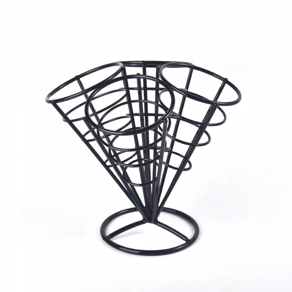 Four Cones Fried Food Display Rack Wire Stand Holder