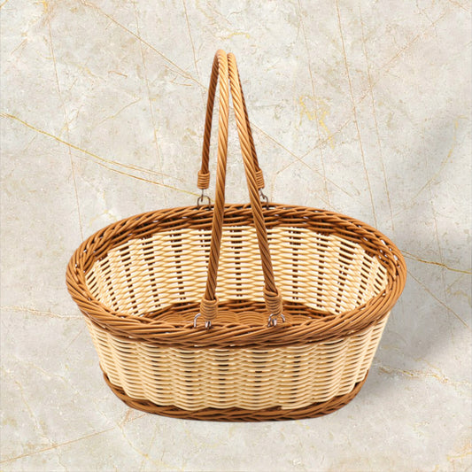 Handwoven PP Imitation Rattan Woven Picnic Basket