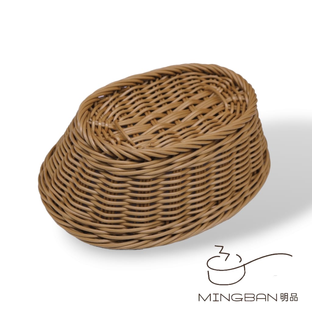 Hand-woven PP imitation rattan woven basket (brown/oval)