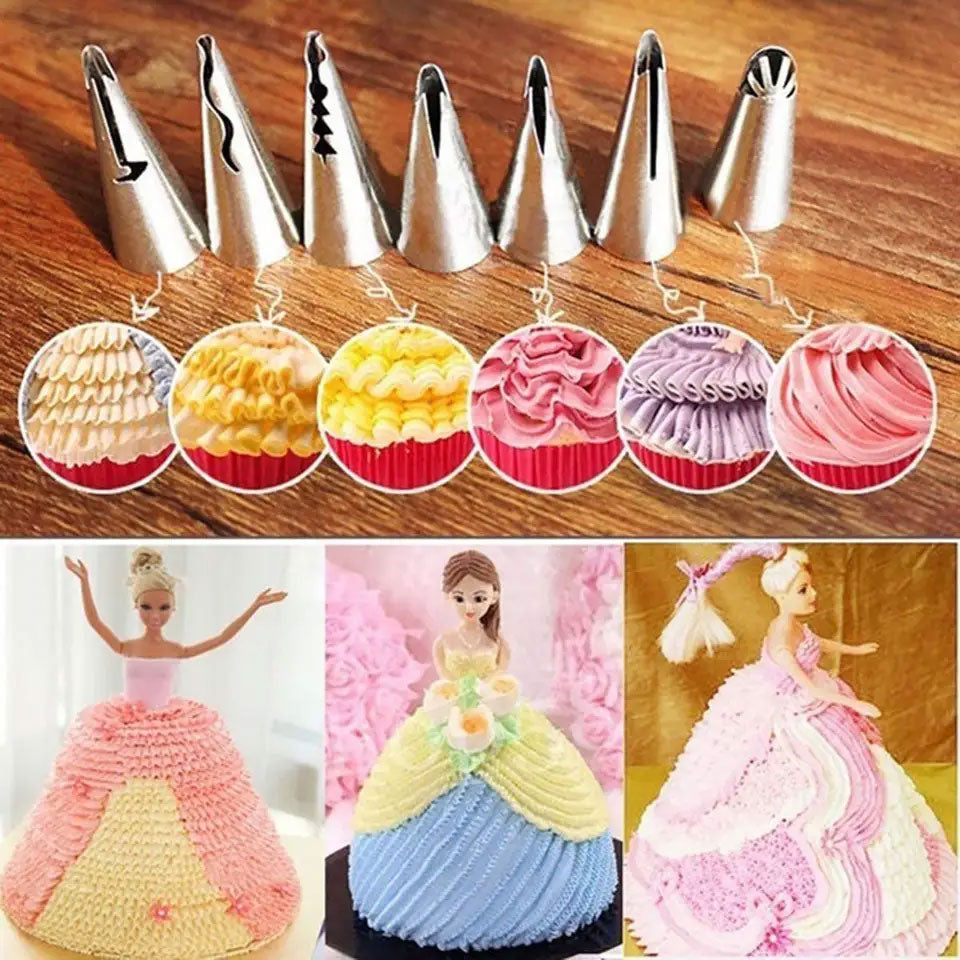 Korean Style Princess Skirt Ruffle Cake Decorating Piping Tips (7pcs Set)
