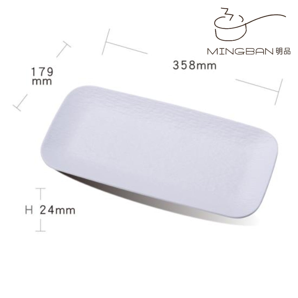 14" Melamine Rectangle Plate (White)
