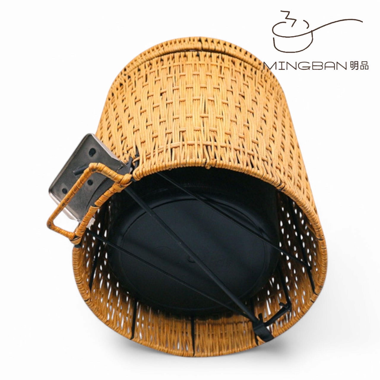Handwoven PP Imitation Rattan Trash Can
