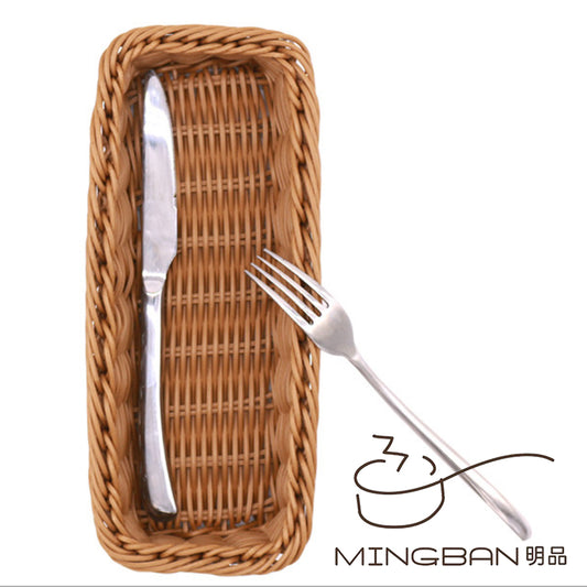 Hand-woven PP imitation rattan woven cutlery basket