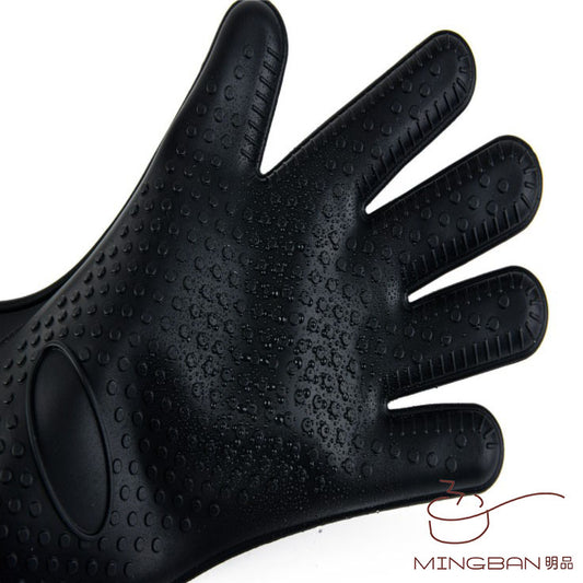 Silicone heat-insulating gloves - black (single)