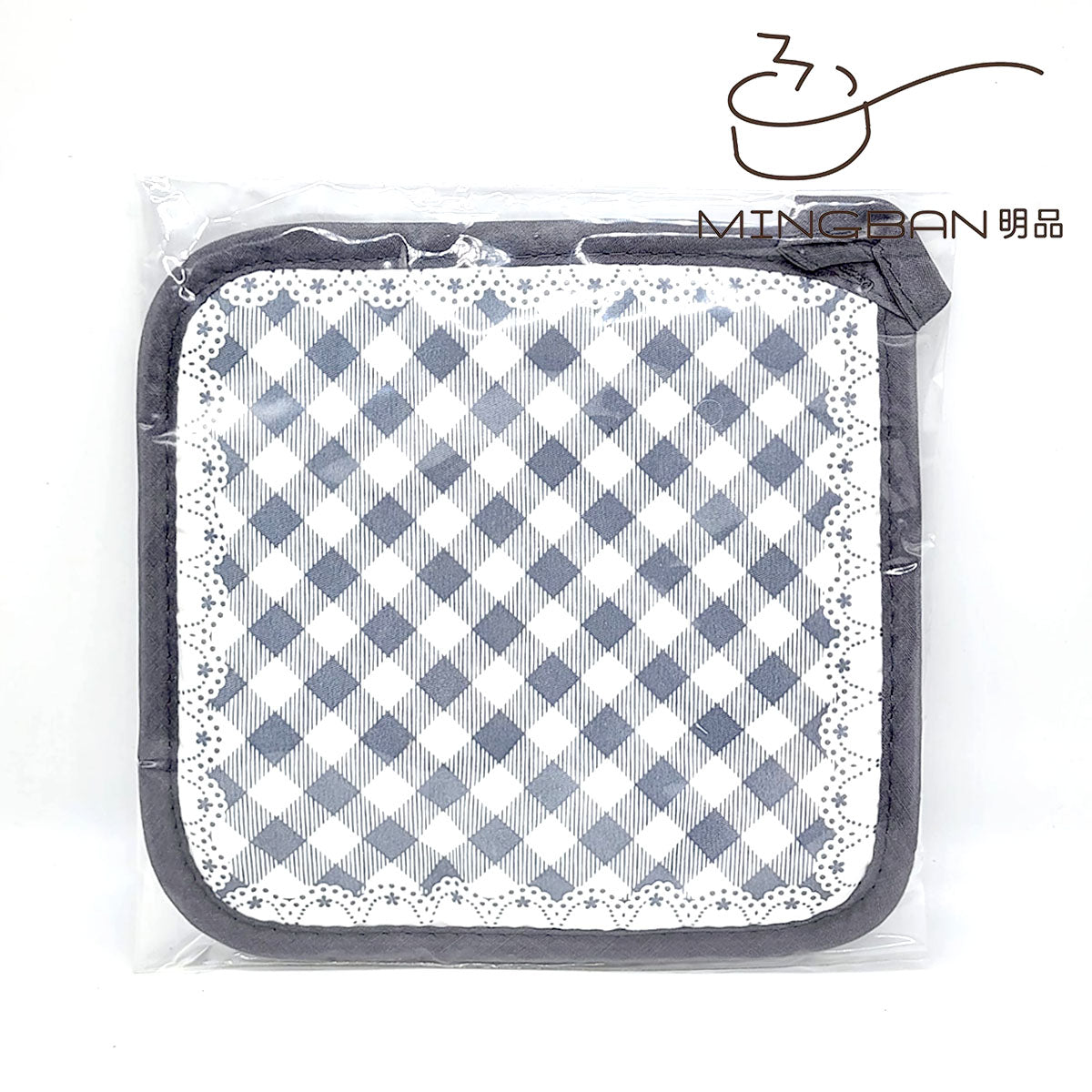 隔熱墊 - 藍色花邊格仔