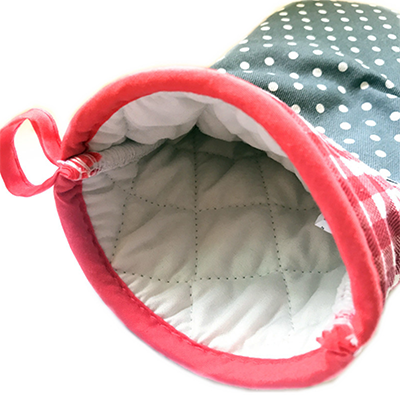 Insulated gloves - gray polka dot bow (single)