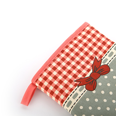 Insulated gloves - gray polka dot bow (single)