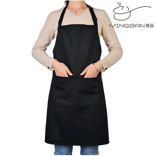 Waterproof, oil-proof, dirt-resistant apron with pockets - black