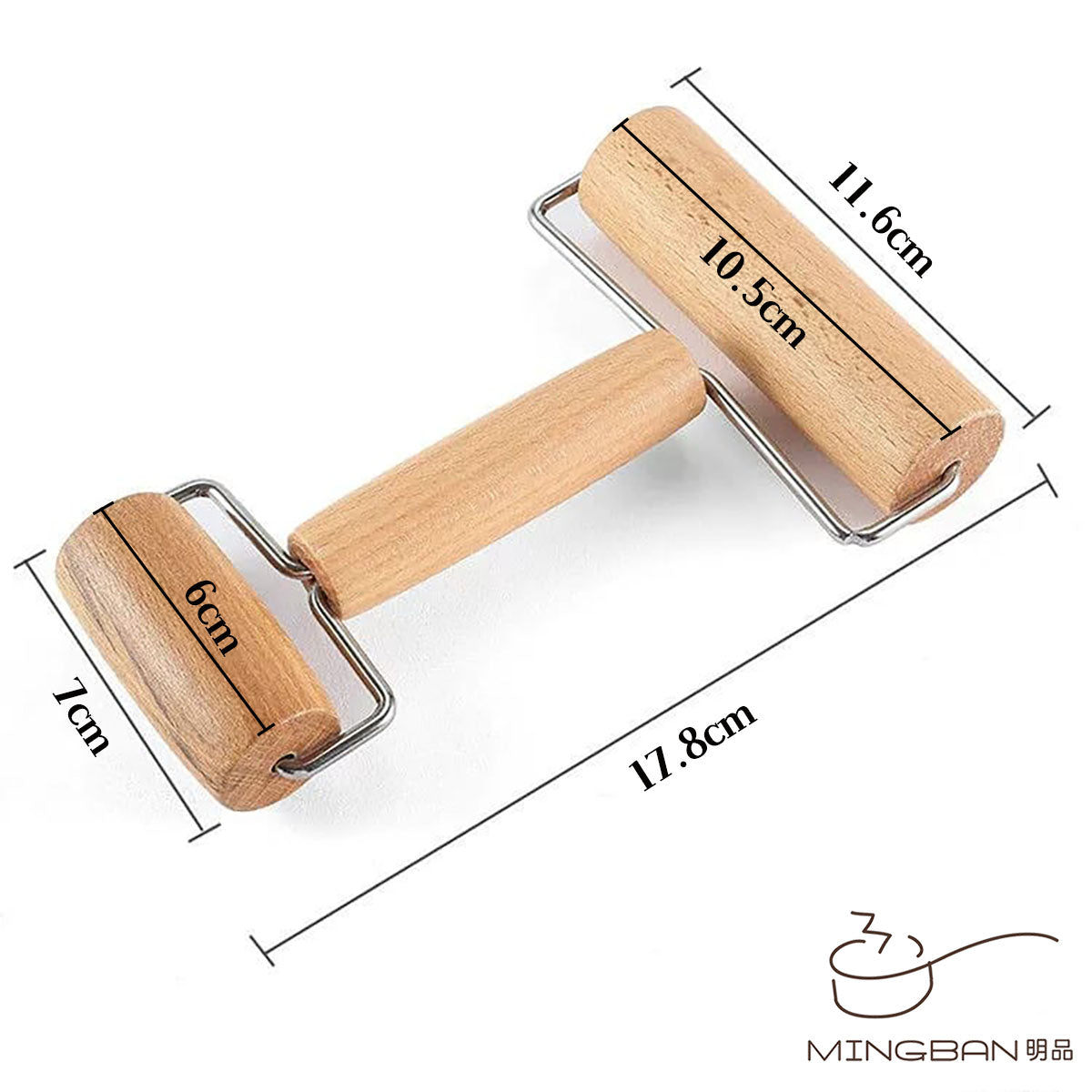 雙頭木製手動迷你麵團滾輪