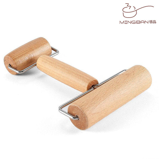 Double-ended wooden manual mini dough roller