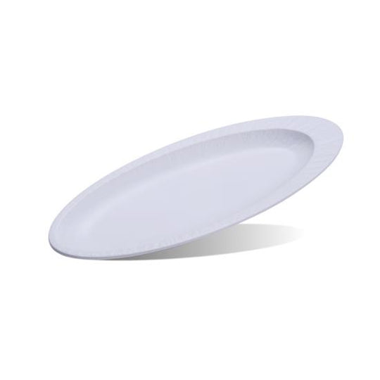 Rock pattern oval plate (white)