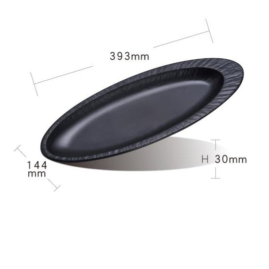 Rock pattern oval plate (black)