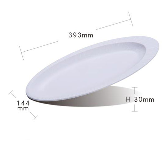 Rock pattern oval plate (white)