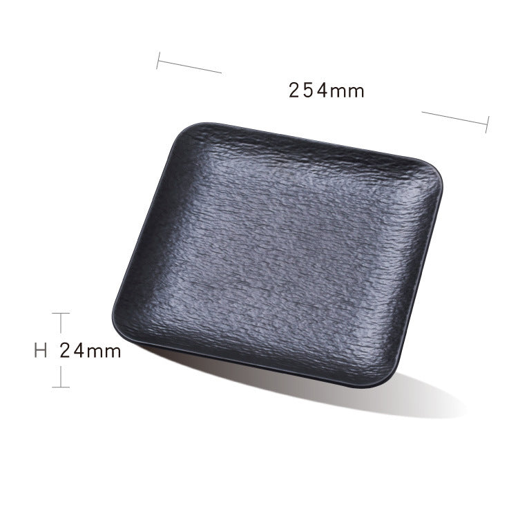10"/ 12" Iwate Stone Pattern Square Plate (Black)