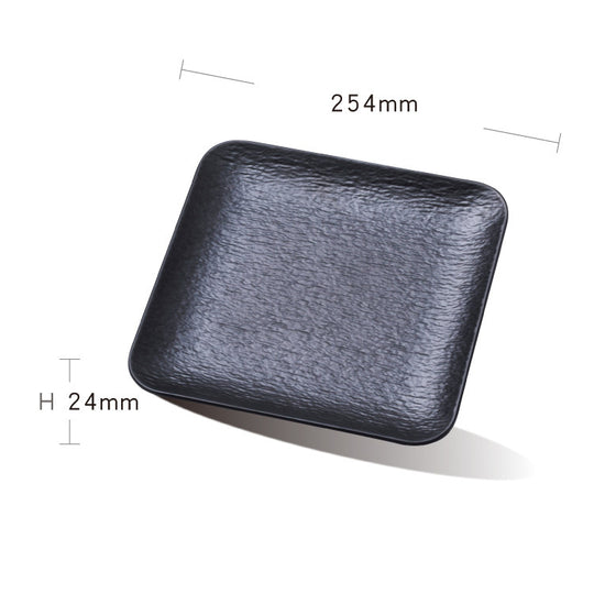 Rock pattern square plate (black)