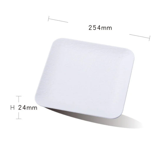 Rock pattern square plate (white)