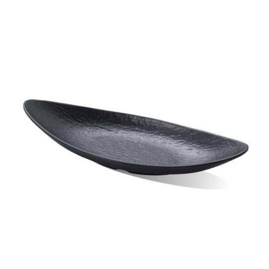 Rock pattern boat-shaped plate (black)