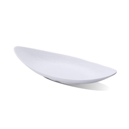 Rock pattern boat-shaped plate (white)