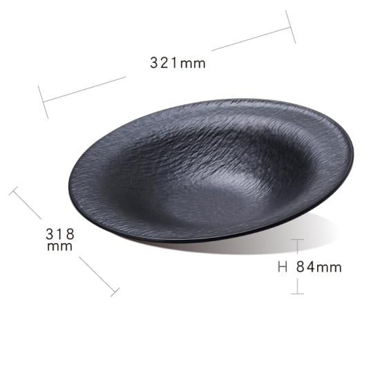 12.5" Iwate Stone Pattern Bevel Bowl (Black)