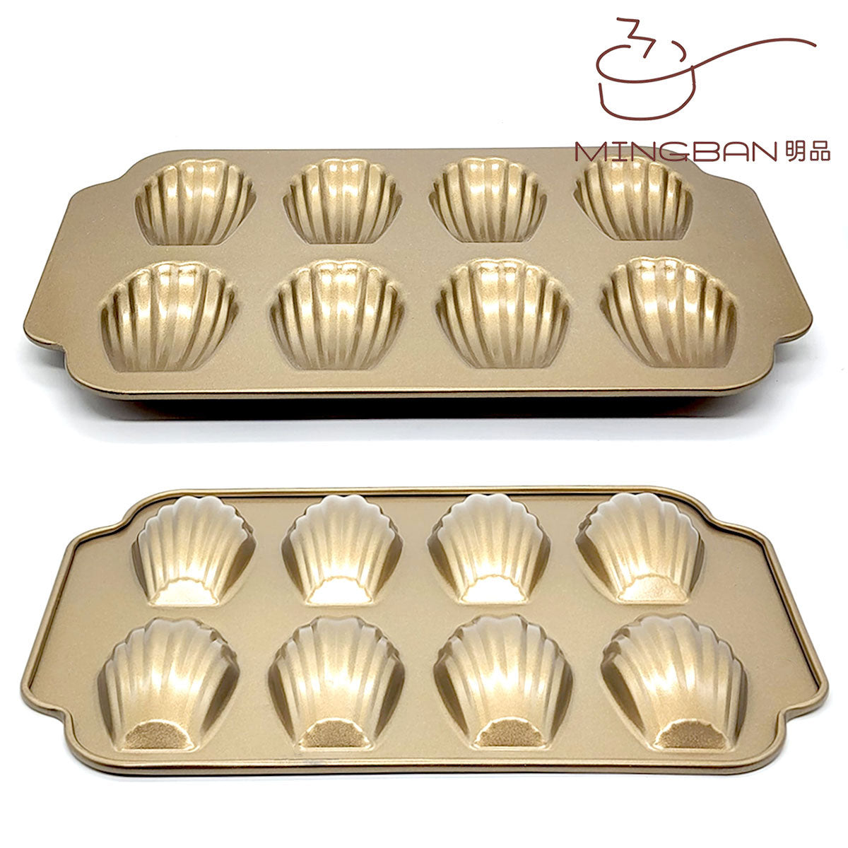 8連瑪德琳蛋糕模 法式貝殼蛋焗盤 (金色)