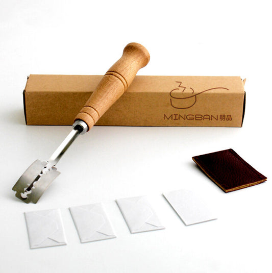 Wooden Handle Dough Scoring Knife with 5 Razor Blades & Storage Cover