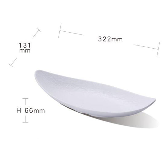 Rock pattern boat-shaped plate (white)