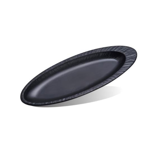 15.5" Iwate Stone Pattern Oval Plate (Black)