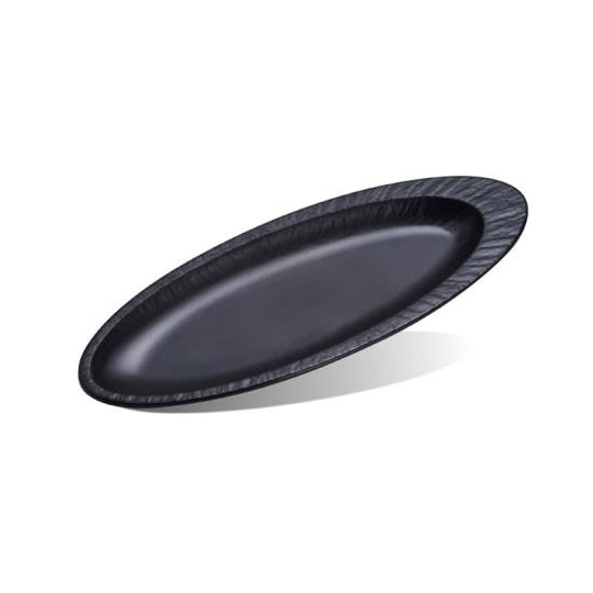 Rock pattern oval plate (black)