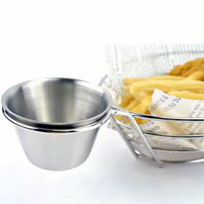 橢圓形炸物籃 配帶兩個不銹鋼 4oz. 醬杯