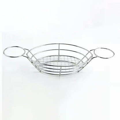 橢圓形炸物籃 配帶兩個不銹鋼 4oz. 醬杯
