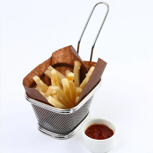 Square Shaped Stainless Steel Mini Fry Basket / French Fries Basket