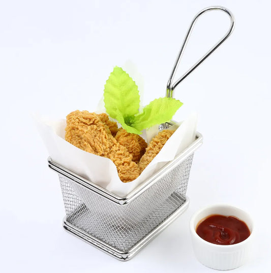 Square Shaped Stainless Steel Mini Fry Basket / French Fries Basket