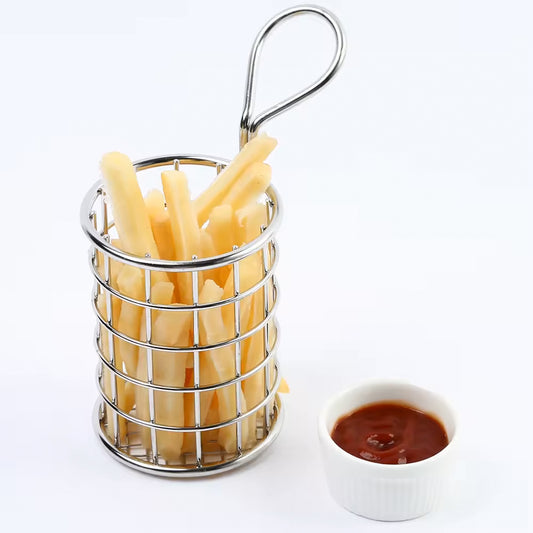 Round Shaped Stainless Steel Mini Fry Basket / French Fries Basket