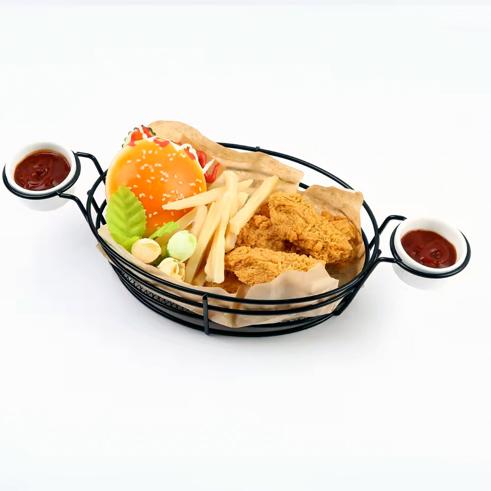 食物展示籃配帶兩個醬杯