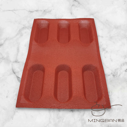 Non-Stick Perforated Fiberglass Baguette Bread Form (Red)