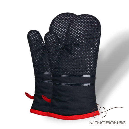 Corrugated Silicone Strip Insulated Gloves - Black 