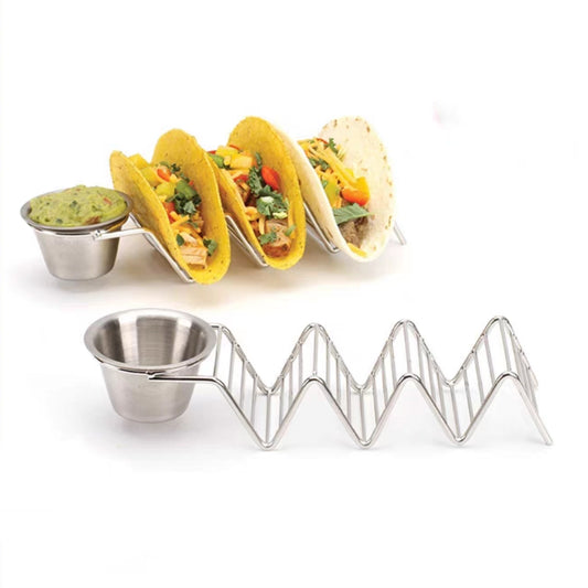 Taco Holder Stand Rack with Stainless Steel Sauce Cup