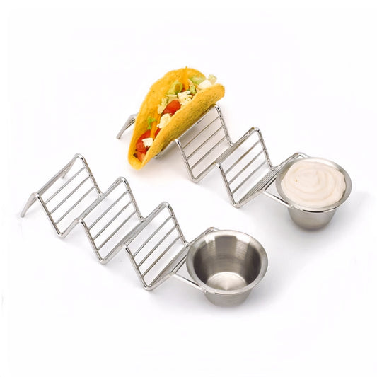 Taco Holder Stand Rack with Stainless Steel Sauce Cup