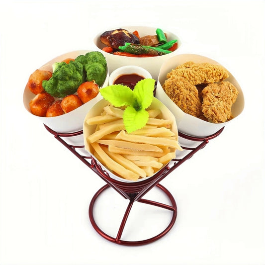 Four Cones Fried Food Display Rack Wire Stand Holder