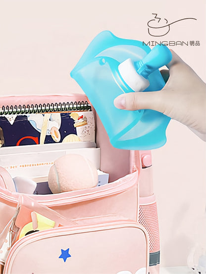 兒童便攜式背帶可折矽膠摺疊水袋 (企鵝)