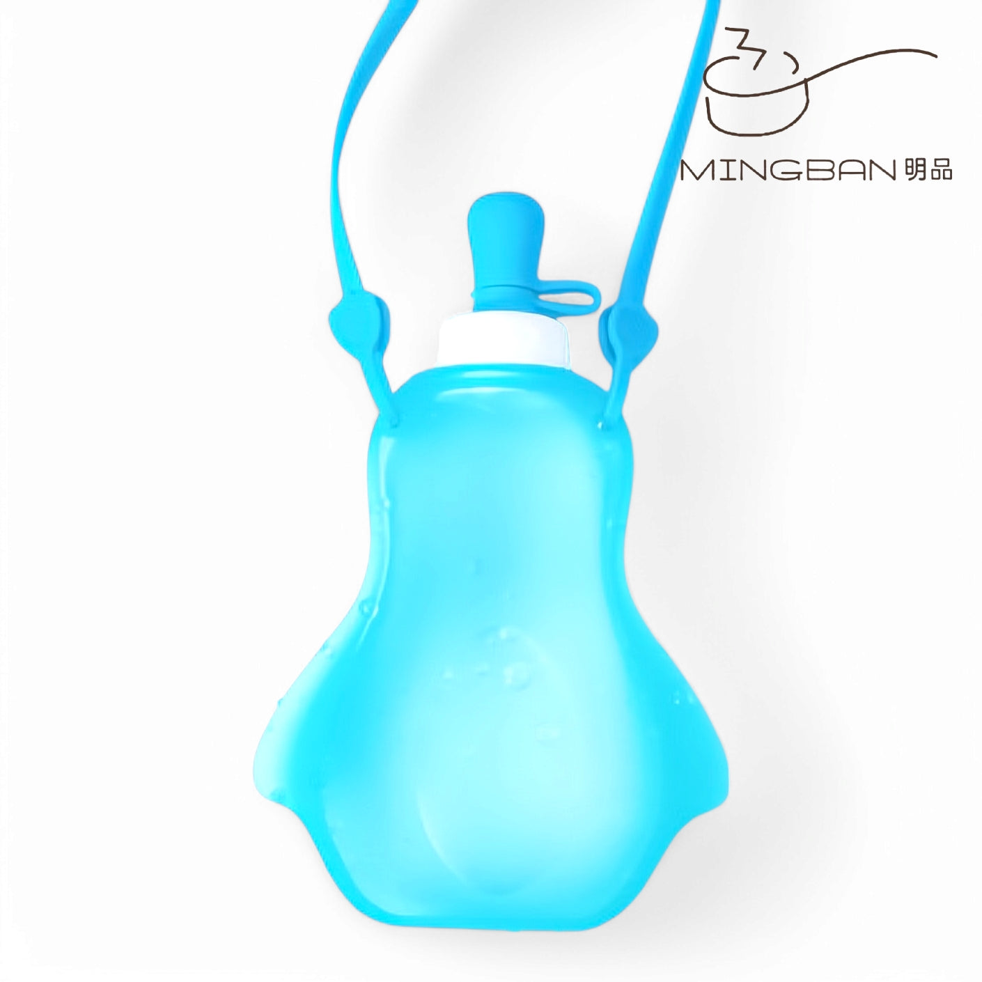 兒童便攜式背帶可折矽膠摺疊水袋 (企鵝)