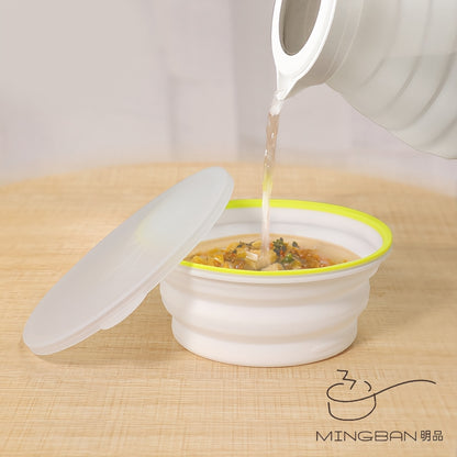 環保食品級矽膠摺疊碗連蓋