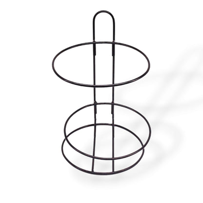 兩層麵包籃鐵架 (放置PP仿藤編織圓形籃子)