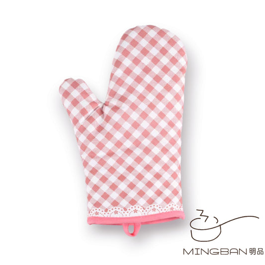 Insulated gloves - light pink lace checkered (single)