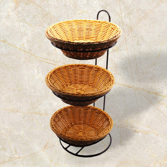 Three-layer bread basket iron rack (for placing round baskets)