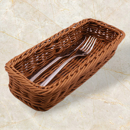 Hand-woven PP imitation rattan woven cutlery basket